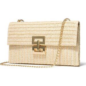 🆕Women White Straw Raffia Woven Beach Bag Clutch Crossbody Shoulder Purse